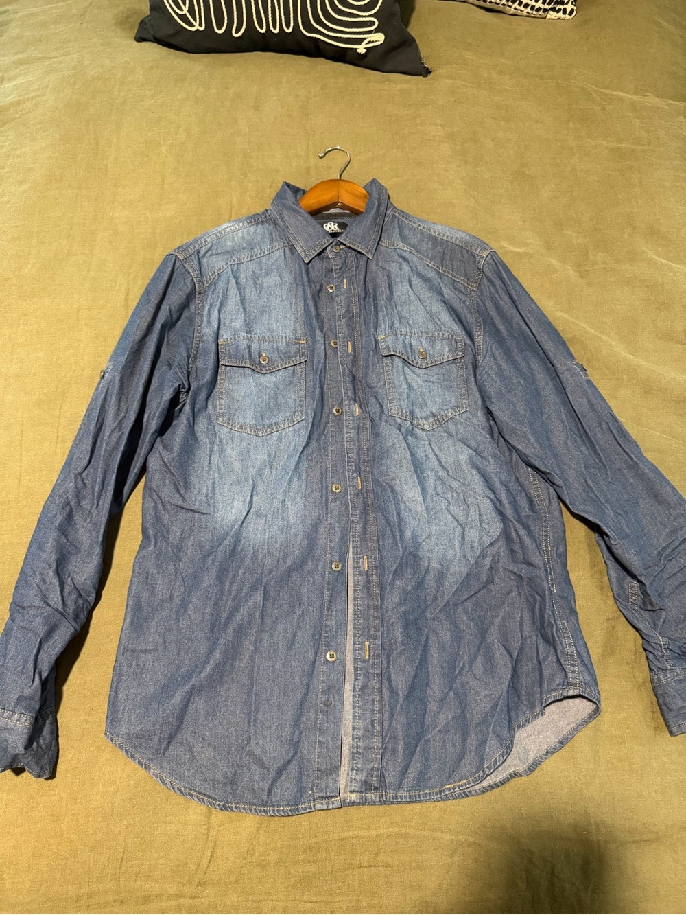 Rock & Republic Men's Blue Denim Button-Down Shirt